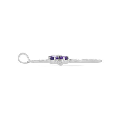 BUY STERLING SILVER  AFRICAN AMETHYST GEMSTONE CROSS PENDANT